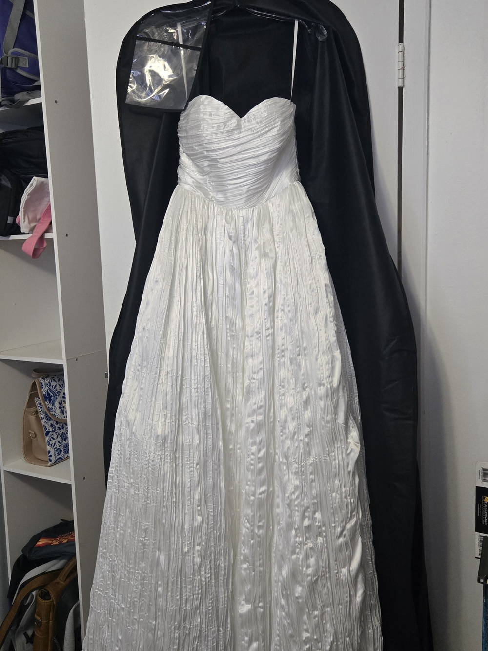 Strapless White A-Line Wedding Gown with Ruched Sweetheart Bodice